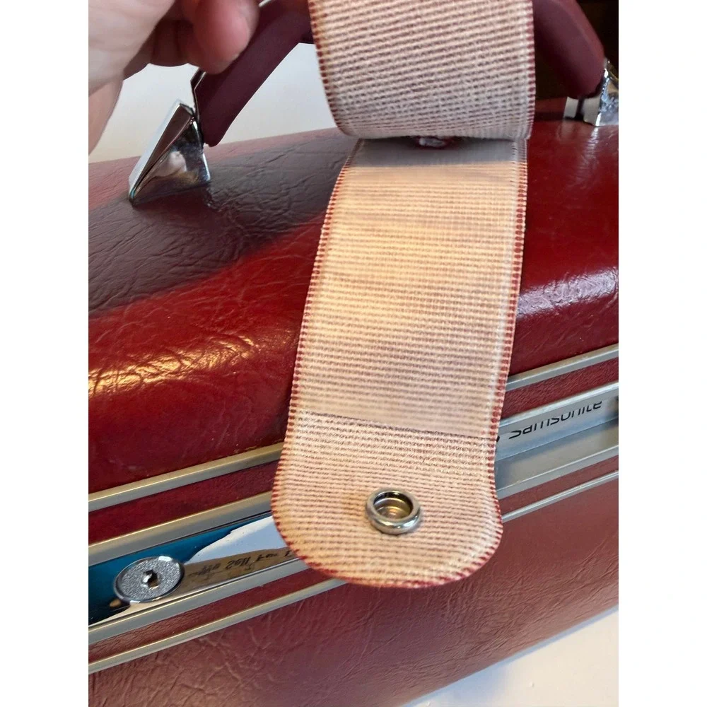 Vintage Samsonite Profile II Burgundy Red Train Case Vanity Luggage Mirror